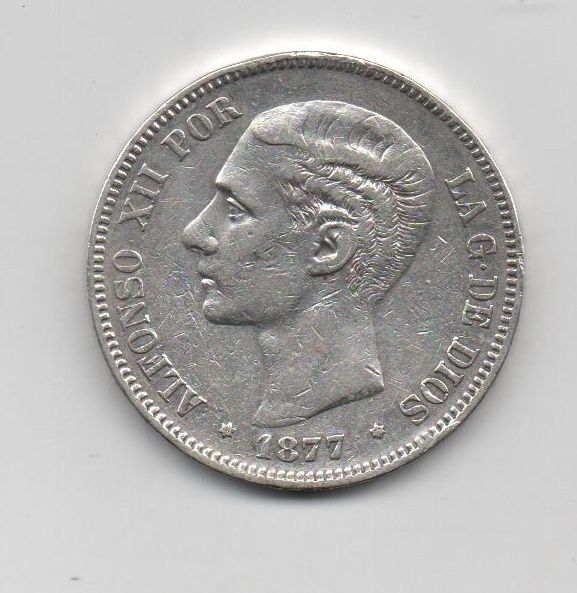 ALFONSO XII DEL AÑO 1877* 77 DE 5 PESETAS